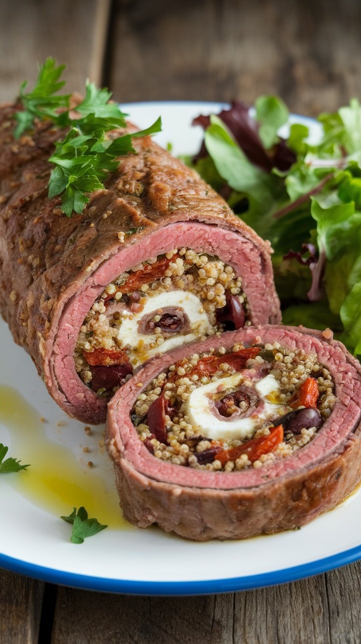 Mediterranean Stuffed Beef Roll Recipe