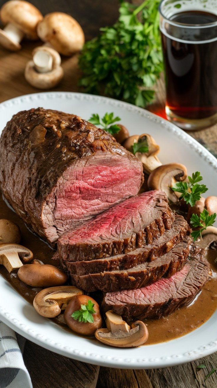 Savory Beer-Braised Beef and Mushroom Roast