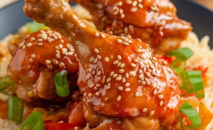 Tangy Sweet and Sour Chicken Drumsticks with Rice