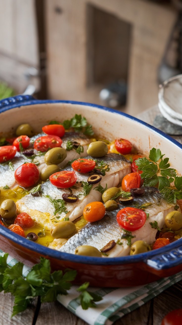 Savory Mediterranean Baked Fish with Vegetables