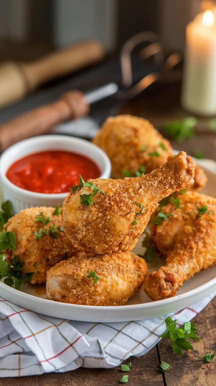 Crispy Italian Parmesan Crusted Chicken Drumsticks