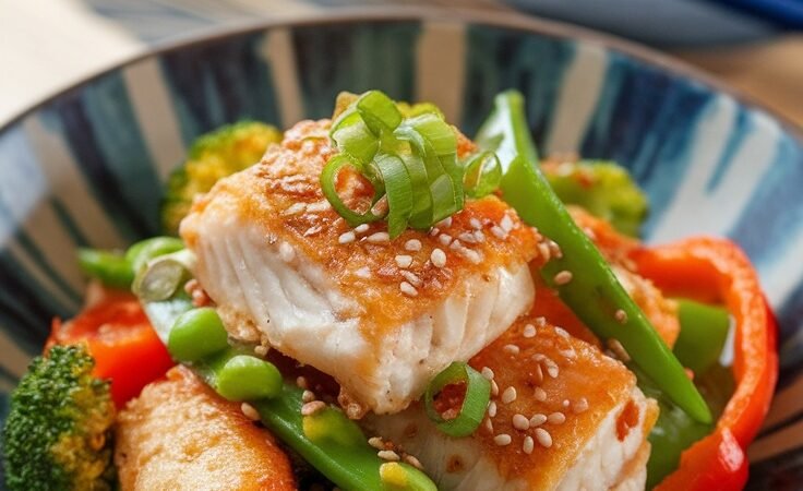 Crispy Fish and Colorful Vegetable Stir Fry