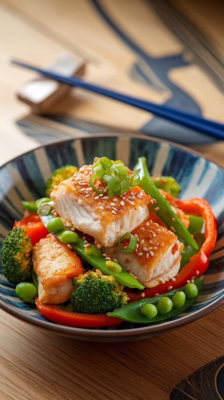 Crispy Fish and Colorful Vegetable Stir Fry