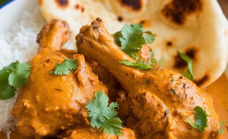 Creamy Coconut Curry Chicken Drumsticks with Naan