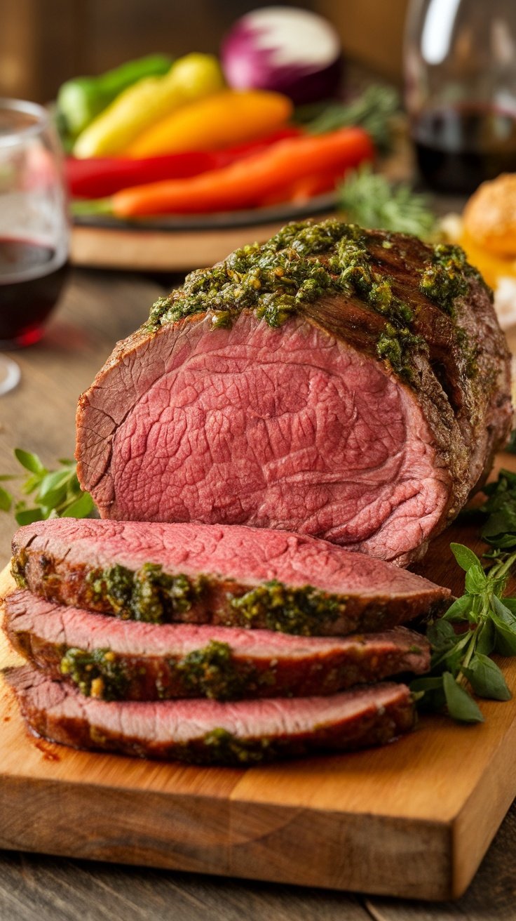 Spicy Beef Roast with Chimichurri Sauce