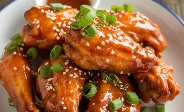 Sticky Honey Garlic Chicken Wings with Sesame Seeds