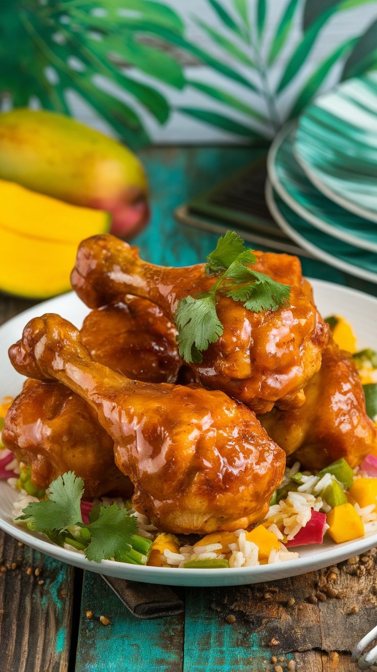 Tangy Spicy Mango Glazed Chicken Drumsticks