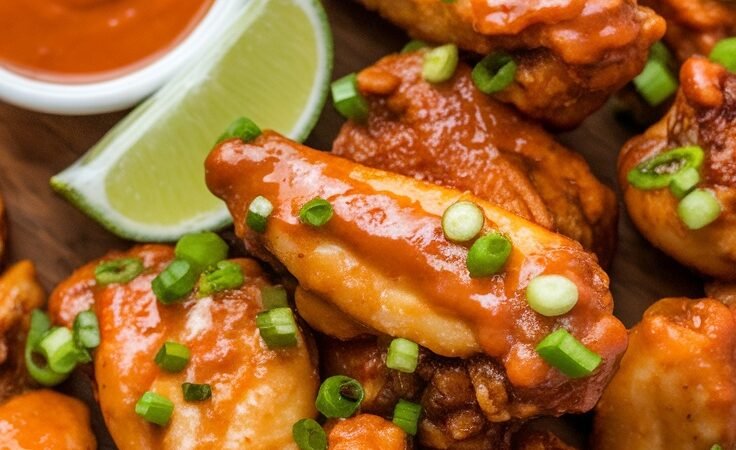 Crispy Sweet Chili Chicken Wings with Lime Wedges