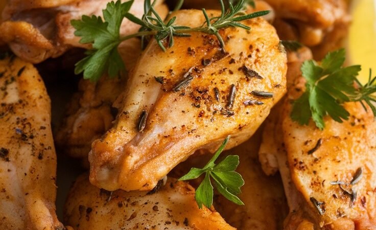 Crispy Lemon Pepper Chicken Wings with Fresh Herbs