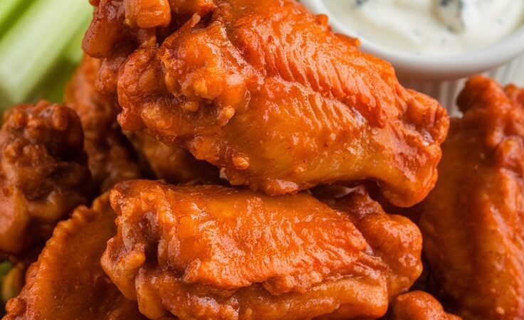 Crispy and Spicy Buffalo Wings with Celery Sticks